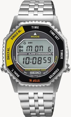 Seiko Digital Quartz Multifunction 'Rotocall' (37mm) Yellow & Black / Stainless Steel Bracelet SMGG17P1