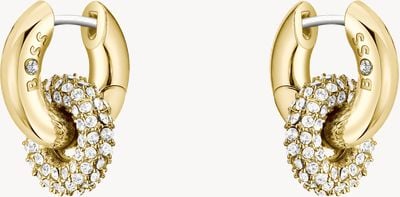 BOSS Jewellery Live Precious Interlinking Circle Hoop Earrings Gold PVD Stainless Steel 1580759