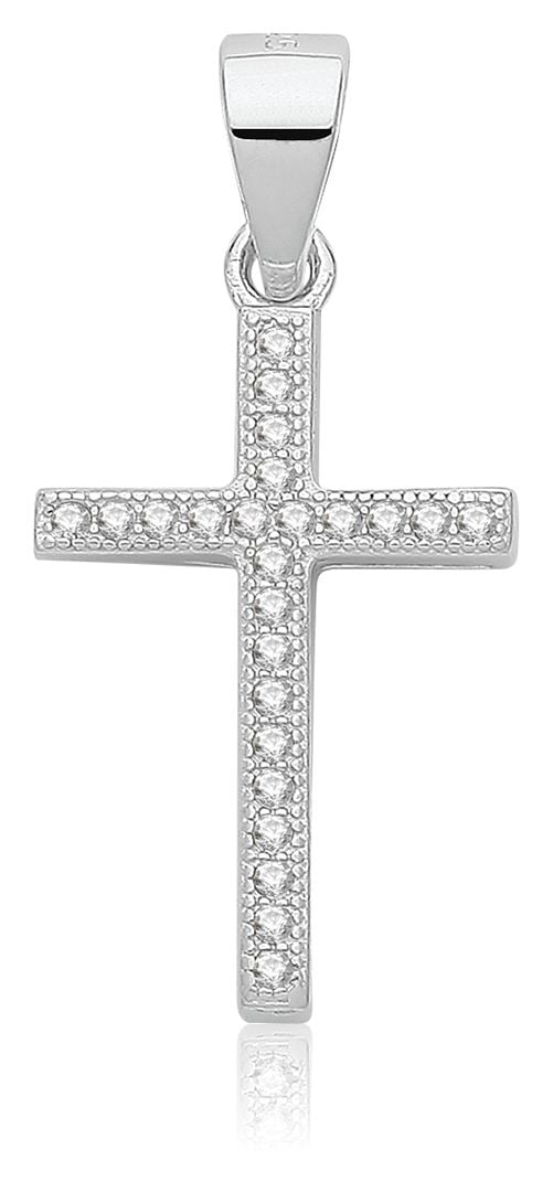Treasure House G61140 Stering Silver CZ Cross Pendant Only Jewellery
