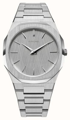 D1 Milano Ultra Thin Linen (40mm) Silver Linen Brushed Dial / Stainless Steel Bracelet UTBJ23