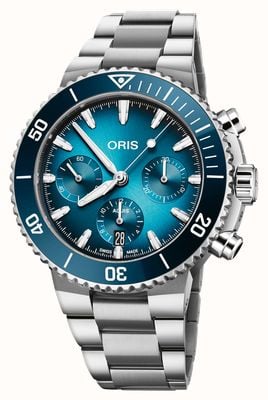 ORIS Aquis Chronograph Automatic (43.5mm) Blue Sunray Dial / Stainless Steel Bracelet 01 771 7793 4155-07 8 23 01PEB