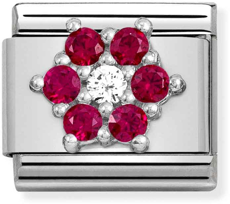 Nomination Composable CL SYMBOLS Steel Cz And Silver 925 RICH RED And WHITE Flower 330322/02