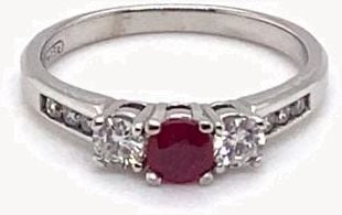 18c White Gold Diamond Ruby Ring JM9844