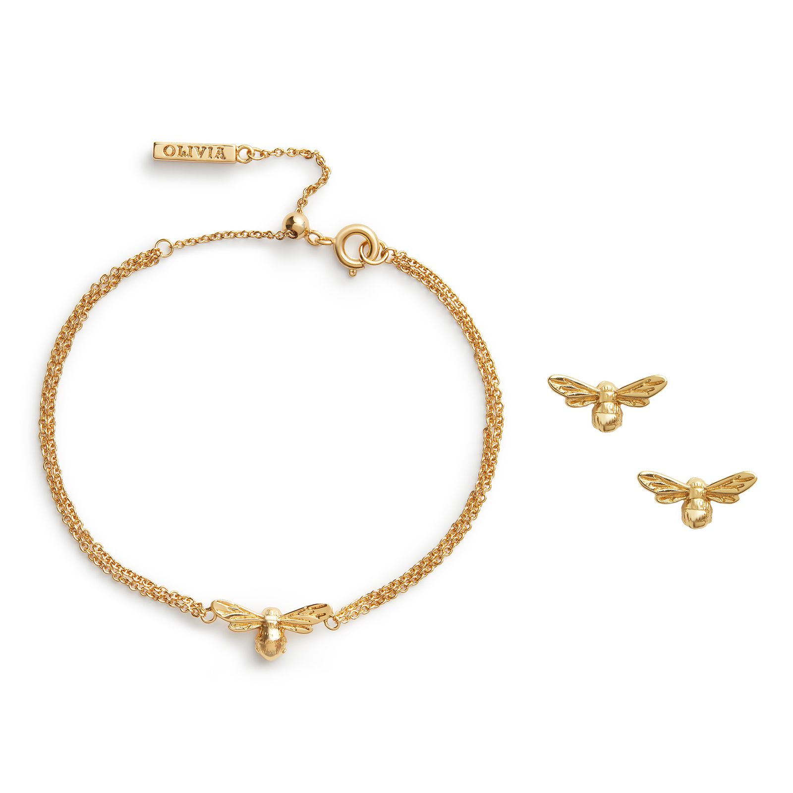 Olivia Burton OBJGSET60 Lucky Bee Gold Plated Earrings & Jewellery