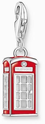Thomas Sabo London Telephone Box Red Enamel Sterling Silver Charm Pendant 2120-041-10