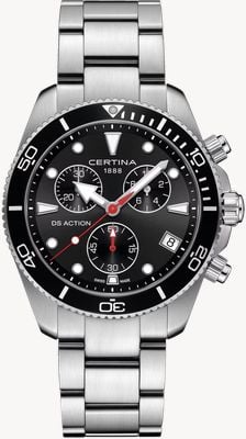 Certina DS Action Quartz Chronograph (42mm) Black Dial / Stainless Steel Bracelet C0484171105100