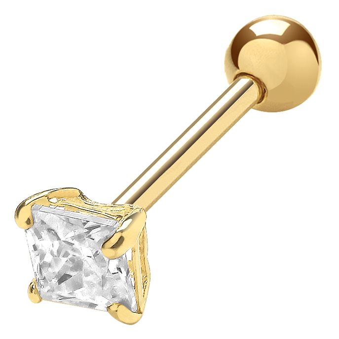 James Moore TH ES1991 9ct Yellow Gold 3mm Square Cubic Jewellery