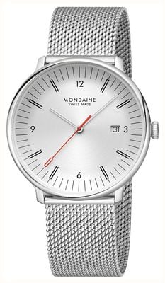 Mondaine Doppio (41mm) Off-White Dial / Stainless Steel Mesh Bracelet MLE.41210.SM-EX DISPLAY