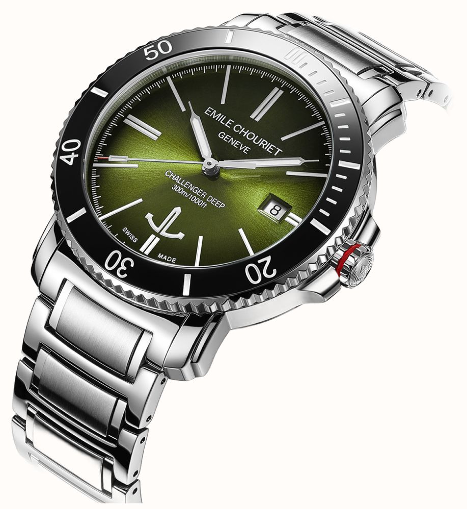 Emile Chouriet Challenger Deep Automatic (42.5mm) Green Sunray Dial / Stainless Steel Bracelet 08.1169.G.6.AW.E8.6 - alternate view 2