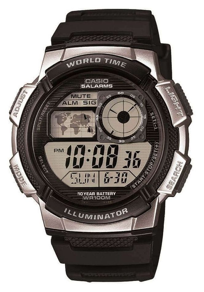 Casio AE-1000W-1A2VEF World Time Digital Dial / Black Resin Watch