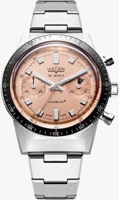 Vulcain Skindiver Chronograph Automatic Limited Edition (39.7mm) Salmon Dial / Stainless Steel Bracelet Watch 590176B87.BHM286