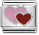 Nomination Classic Double Heart Sterling Silver & Steel Enamel Charm 330202/16