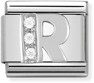 Nomination Classic Letter R Sterling Silver & Steel Cubic Zirconia Charm 330301/18