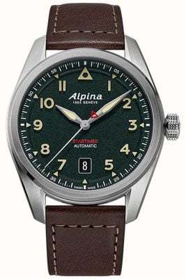 Alpina Startimer Pilot Automatic (40mm) Textured Green Dial / Dark Brown Leather Strap AL-525KW4S36