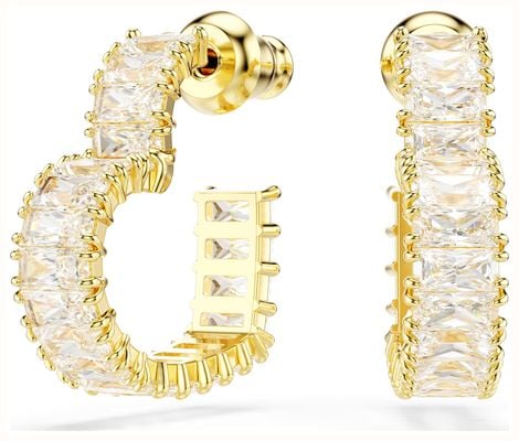 Swarovski Matrix Heart Hoop Earrings White Crystals Gold-Tone Plated 5693512