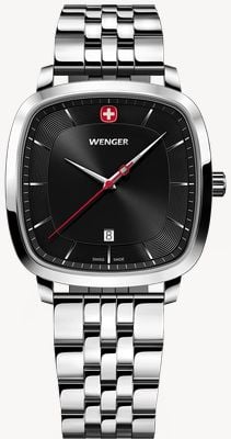 Wenger Vintage Classic Quartz (37mm) Black Sunburst Dial / Stainless Steel Bracelet 01.1921.102
