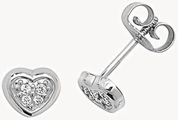 Treasure House 9ct White Gold Cz Heart Stud Earrings ES291W