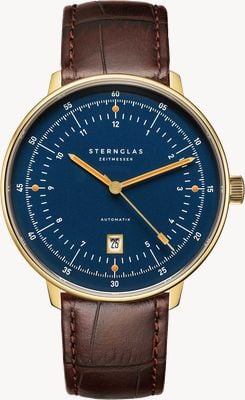 STERNGLAS Hamburg Automatic (42mm) Blue Dial / Heritage Dark Brown Leather Strap S02-HHM07-HE01