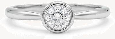 James Moore & Co Round Brilliant Natural Diamond 18ct White Gold Solitaire Rubover Setting Ring J49572