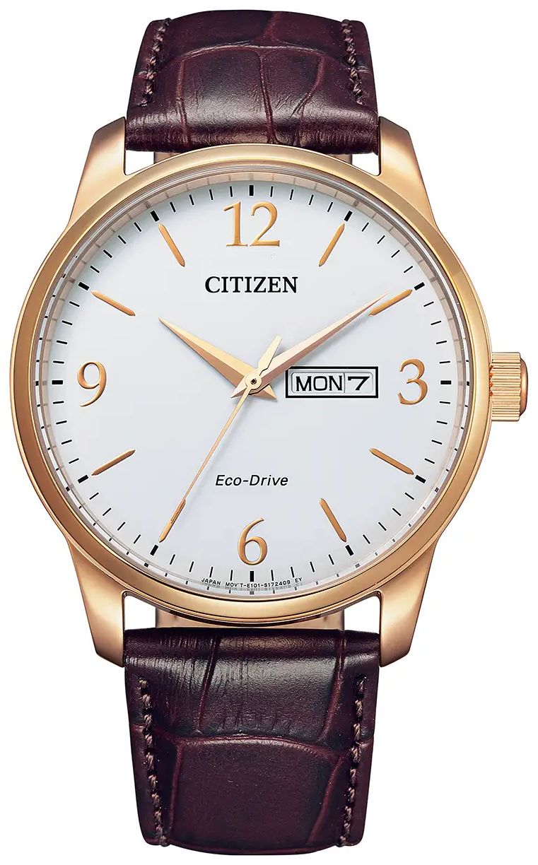 Citizen BM8553-16A Men's Eco-Drive White Dial Brown Leather Watch