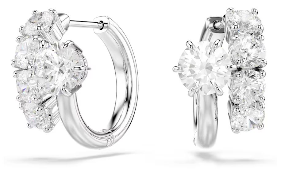 Swarovski 5753572 Matrix hoop earrings, Round cut, White, Jewellery