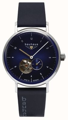 Bauhaus Classic Open Heart Automatic (41mm) Dark Blue Dial / Blue Leather Strap 21663