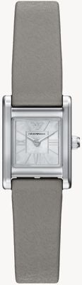 Emporio Armani Genni (26mm) White Mother-of-Pearl Dial / Grey Leather Strap AR11764