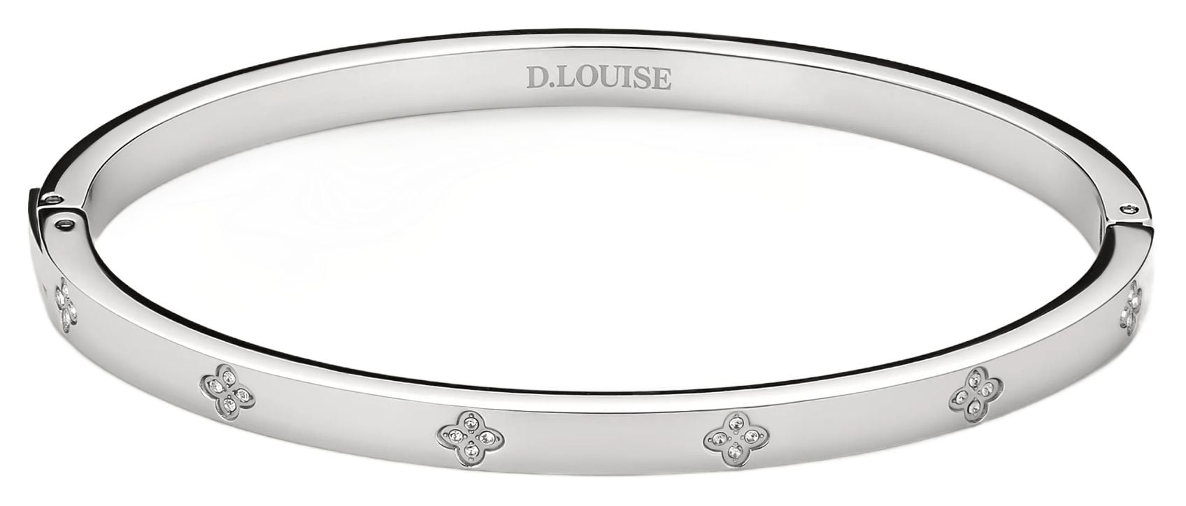 D.LOUISE YBB-026-02 Clover Bangle Slim Silver Coloured SS Jewellery
