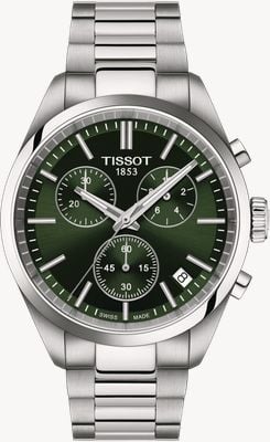 Tissot PR 100 Chronograph (40mm) Green Sunray Dial / Stainless Steel Bracelet T1504171109100