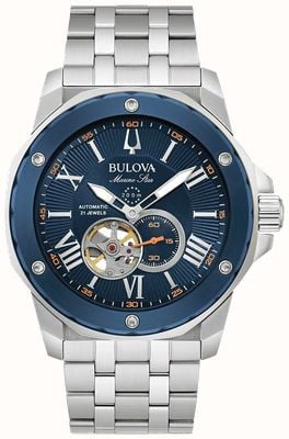 Bulova Men's Marine Star | Automatic | Blue Dial | Stainless Steel Bracelet 98A302