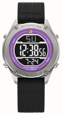 RZE UTD-8000 'Deep Purple' Multi-Function (42mm) Negative Display / Black Elastic Nylon Strap Watch UTD-8000-DP