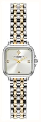 Olivia Burton Mini Grosvenor (20mm) Ivory Sunray Dial / Two-Tone Stainless Steel Bracelet 24000365