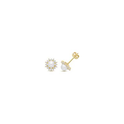 James Moore TH ES2071 9CT YEL GOLD FRESHWATER PEARL & CZ Jewellery