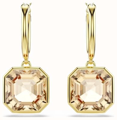 Swarovski Millenia Drop Earrings Square Cut, Caramel, Gold-tone Plated 5731148