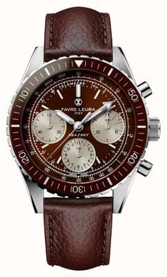 Favre Leuba Sea Sky Revival Automatic Chronograph (40mm) Brown Sunray Dial / Brown Leather Strap 00.20212.112.05.105