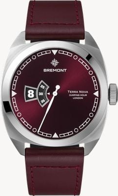 Bremont Terra Nova Jumping Hour Automatic (40.5mm) Burgundy Sunray Lacquered Dial / Burgundy Leather Strap TN40-JH-SS-BG-L-S