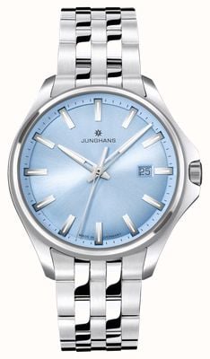 Junghans Meister S Quartz 35 (35mm) Ice Blue Sunburst Dial / Stainless Steel Bracelet 47/4531.44