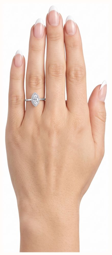 0.47ct Marquise Natural Diamond Platinum Halo Ring ENG4958 - alternate view 4