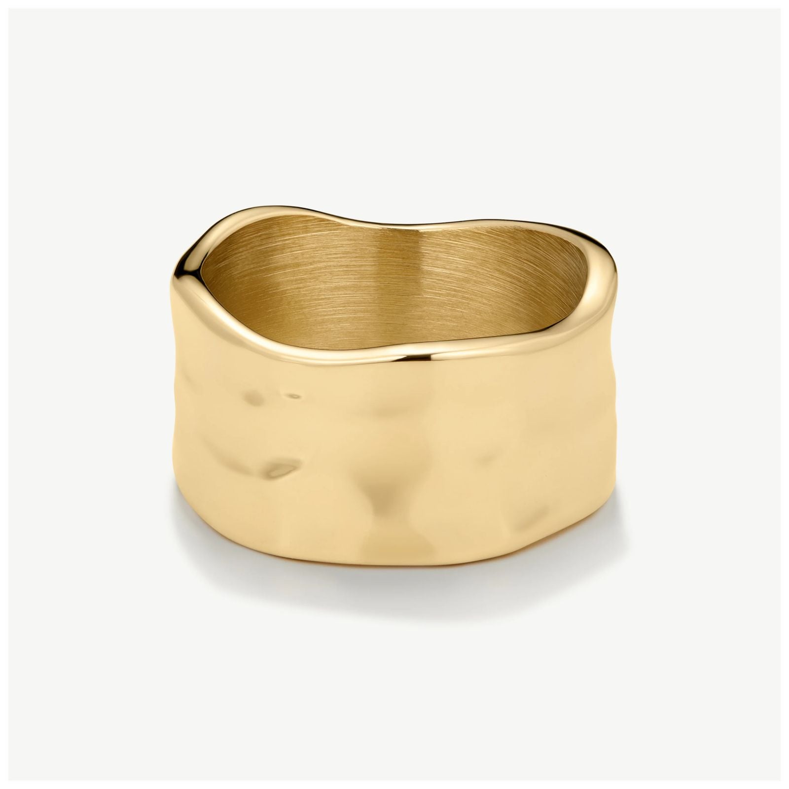 D.LOUISE GR-040-006 Gold Tone Textured 13mm Band Ring Jewellery