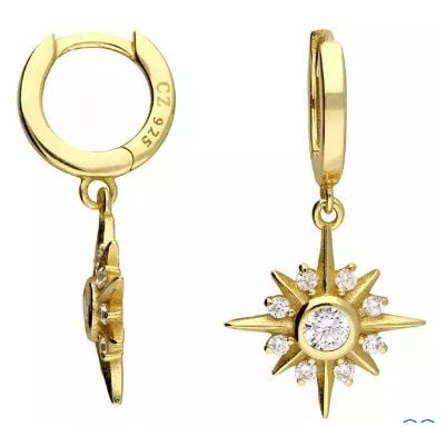 CME Leicester Limited H4695/Y Silver Gold Plated 8 Point CZ Jewellery