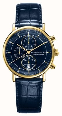 Herbelin Men's Inspiration Chronograph (40mm) Blue Dial / Blue Leather Strap 35647P15