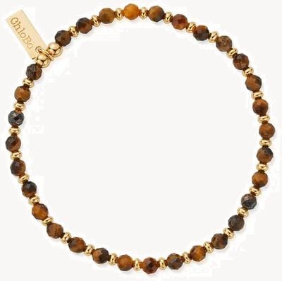 ChloBo MAN Tiger Eye Mini Disc Bracelet - Gold Plated GBTEMDM