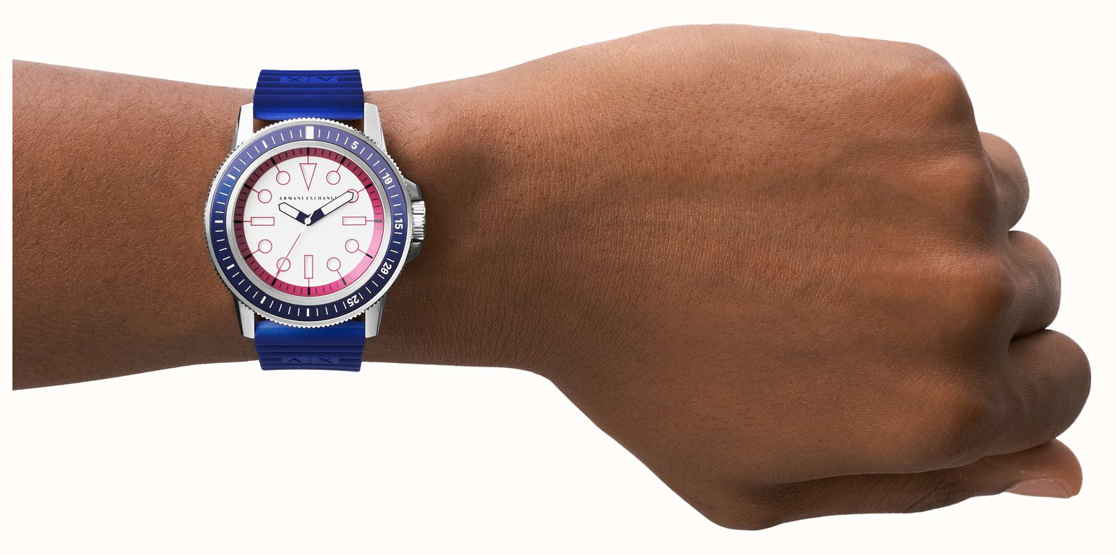 Armani Exchange Men's | White Dial | Blue Silicone Strap AX1859 - First ...