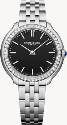 Raymond Weil Toccata Heritage Diamond (28mm) Black Dial / Stainless Steel Bracelet 5250-STS-20001