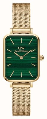 Daniel Wellington Quadro Pressed Evergold (20mm) Green Dial / Gold PVD Stainless Steel Mesh Bracelet DW00100561