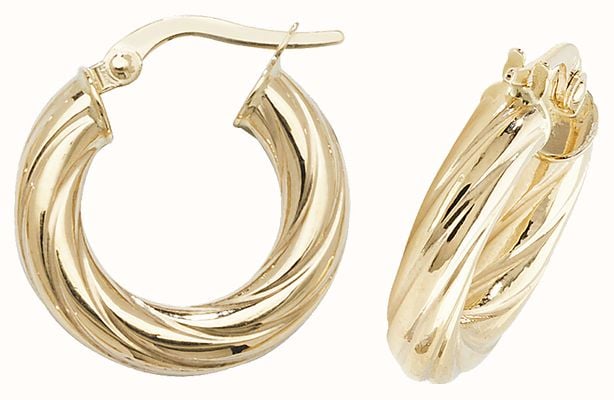 James Moore TH 9ct Yellow Gold 10mm Hoop Earrings ER1059-10