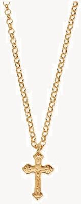 ChloBo MAN Belcher Chain Embossed Cross Necklace - Gold Plated GCBEL3505M