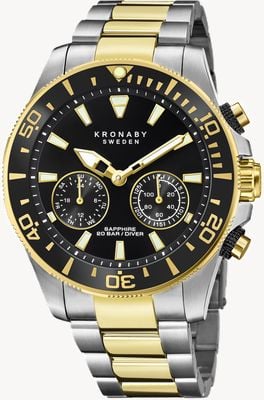 Kronaby DIVER Hybrid Smartwatch (45.7mm) Black Dial / Two-Tone Stainless Steel Bracelet S3779/2