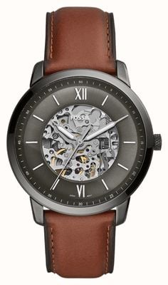 Fossil Men's Neutra Automatic | Grey Open Heart Dial | Brown Leather Strap ME3161