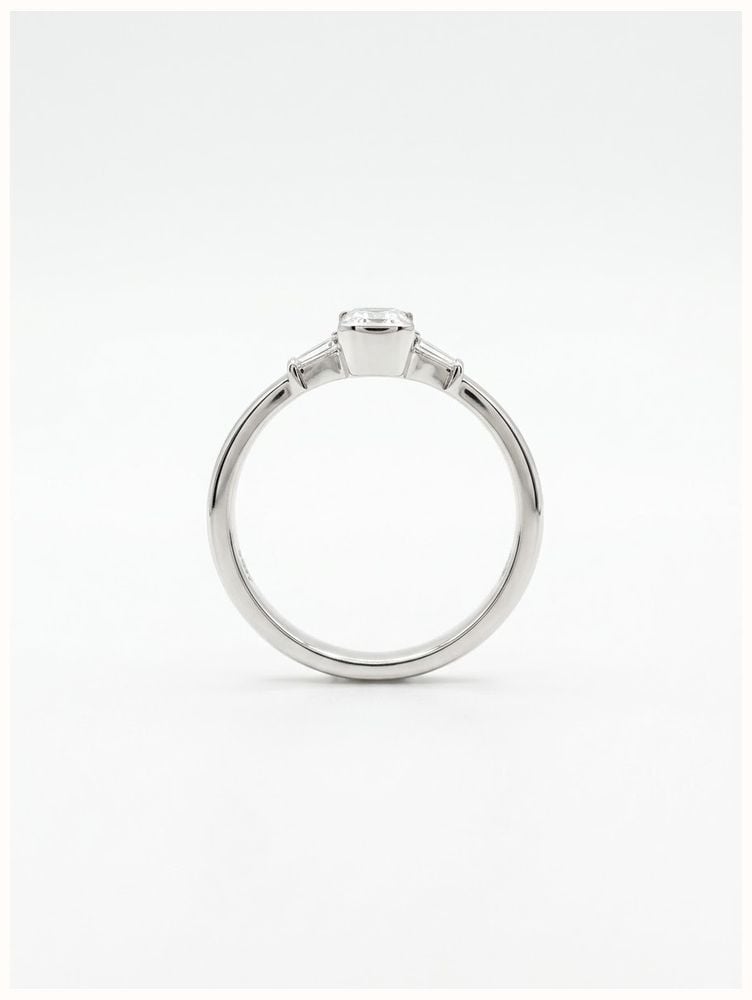 Baguette And Emerald Natural Diamond 18ct White Gold Trilogy Ring JM3150 - alternate view 3